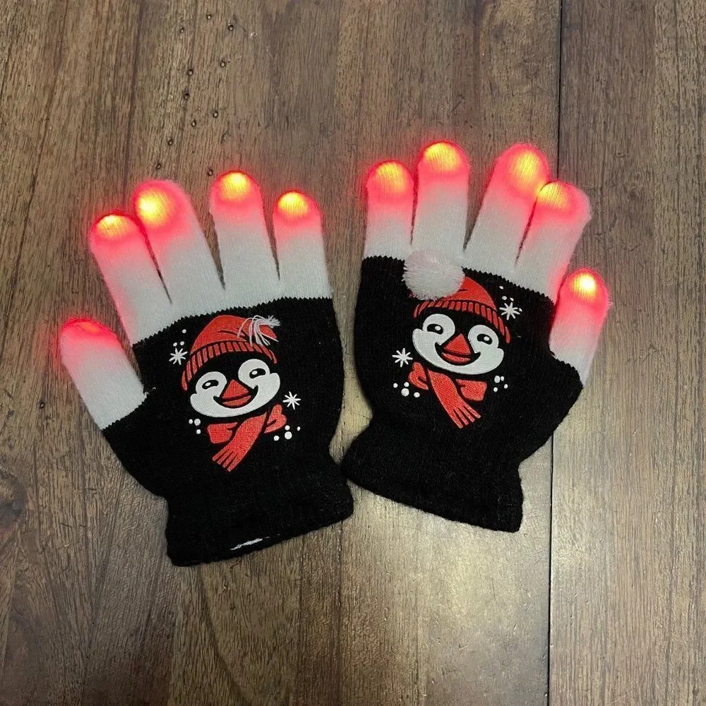 Light Up Penguin Toddler Gloves